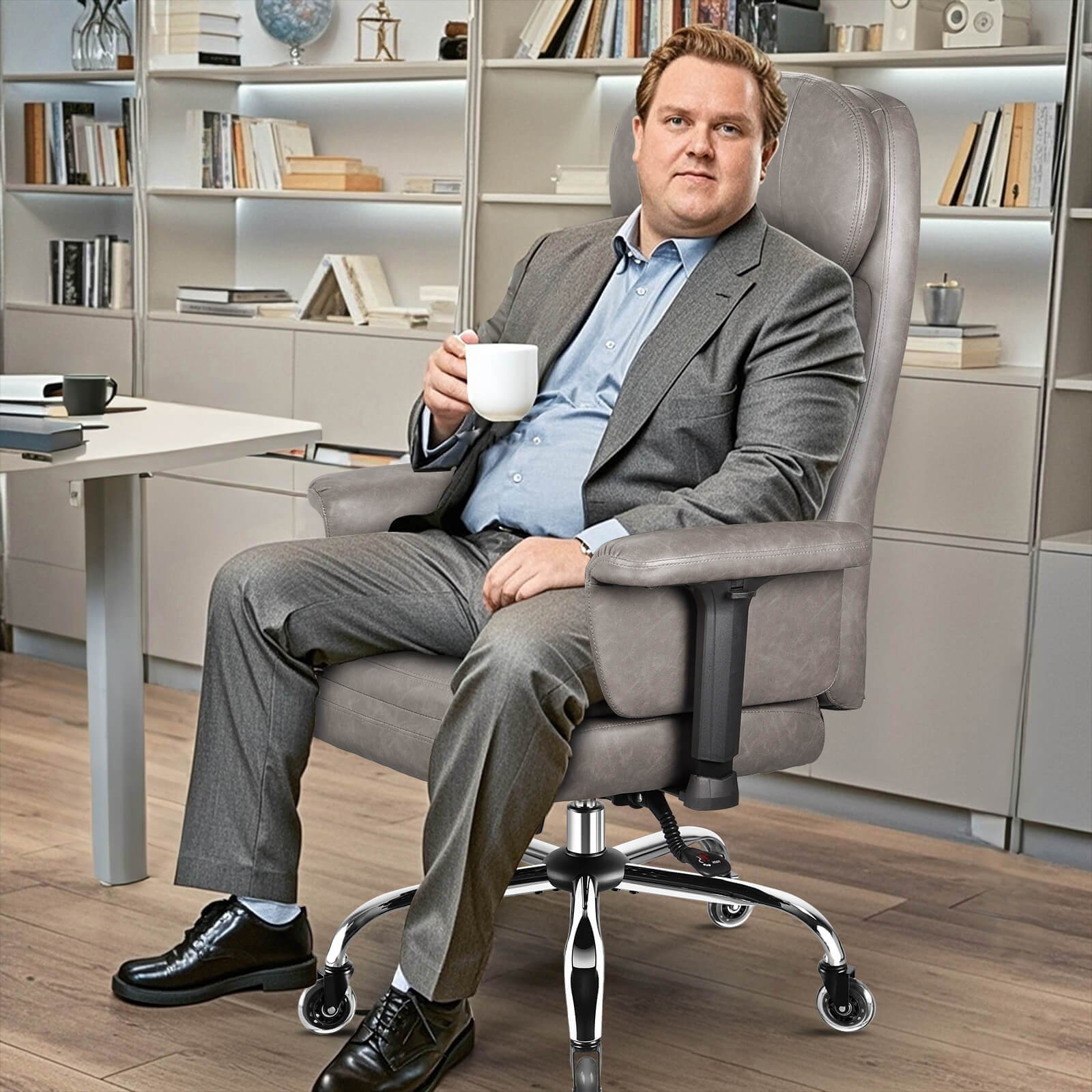 VITESSE 500lbs Heavy Duty Office Chair for Low Back Pain Relief, Big and Tall Office Chair with Ergonomic Lumbar Support, High Back Executive Chair with Quiet Rubber Wheel(Grey VITESSE 500lbs Heavy Duty Office Chair for Low Back Pain Relief, Big and Tall Office Chair with Ergonomic Lumbar Support, High Back Executive Chair with Quiet Rubber Wheel(Grey