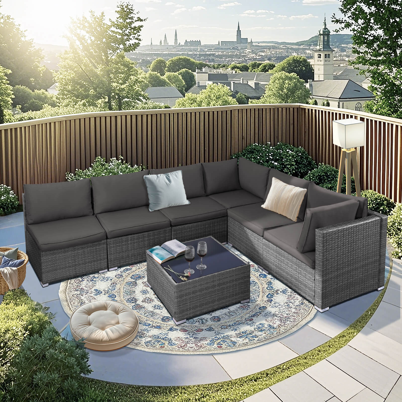 Pcs Outdoor Sectional Sofa Set with Thick Cushions – NOBLEMOOD