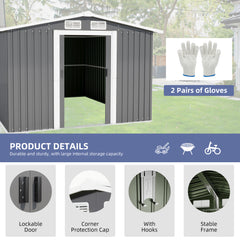 10FT x 8FT Metal Outdoor Storage Shed with Lockable Door