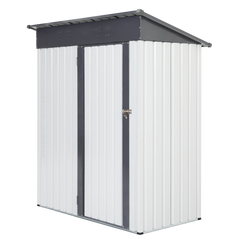 Garden Metal Storage Lifter Shed Gray White 5x3x6ft outdoor storing tools Rainproof Hinge door version