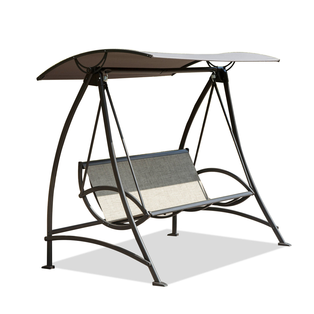 3-Seat Outdoor Porch Swing with Adjustable Canopy and Durable Steel Frame