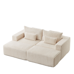 87" Oversized Sectional Lounge Chaise,No Assembly Required,Cloud Plush Loveseat with two Removable Footstool,Fluffy Modern Sleeper Chair for Indoor Living Room Bedroom