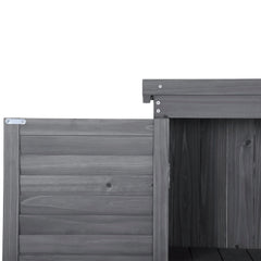 Wooden Garden Shed 3-tier Patio Storage Cabinet Outdoor Organizer Wooden Lockers with Fir Wood (Gray Wood Color -Shutter Design)