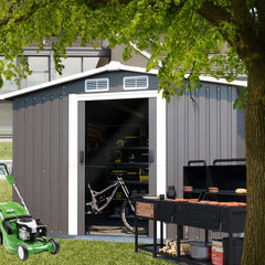 10FT x 8FT Metal Outdoor Storage Shed with Lockable Door