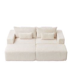 87" Oversized Sectional Lounge Chaise,No Assembly Required,Cloud Plush Loveseat with two Removable Footstool,Fluffy Modern Sleeper Chair for Indoor Living Room Bedroom