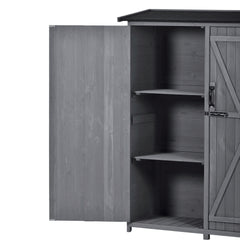 Outdoor 5.3ft Hx4.6ft L Wood Storage Shed Tool Organizer,Garden Shed, Storage Cabinet with Waterproof Asphalt Roof, Double Lockable Doors, 3-tier Shelves, Gray