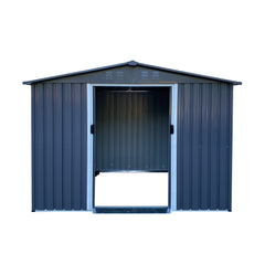 Outdoor Storage Shed 8 x 6 FT Large Metal Tool Sheds, Heavy Duty Storage House with Sliding Doors with Air Vent, Dark Grey