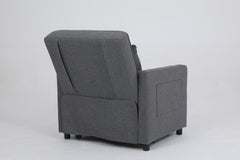 Sleeper Chair 3-in-1 Convertible Chair Bed Pull Out Sleeper Chair Beds Adjustable Single Armchair Sofa Bed with USB Ports, Side Pocket, Linen Grey