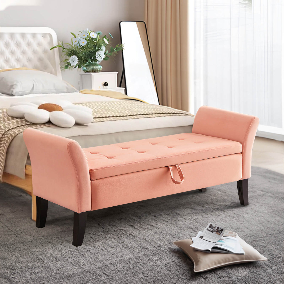 NOBLEMOOD 51.5" End of Bed Storage Bench for Queue & Full Bed , Sofa Ottoman & Entryway Bench for Lving Room