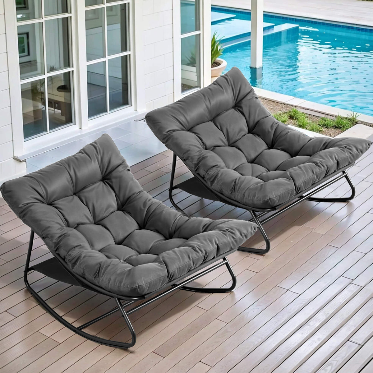 Oversize Rocking Chairs Outdoor Indoor Oversized Rocking Chair Set of 2 with 3.9