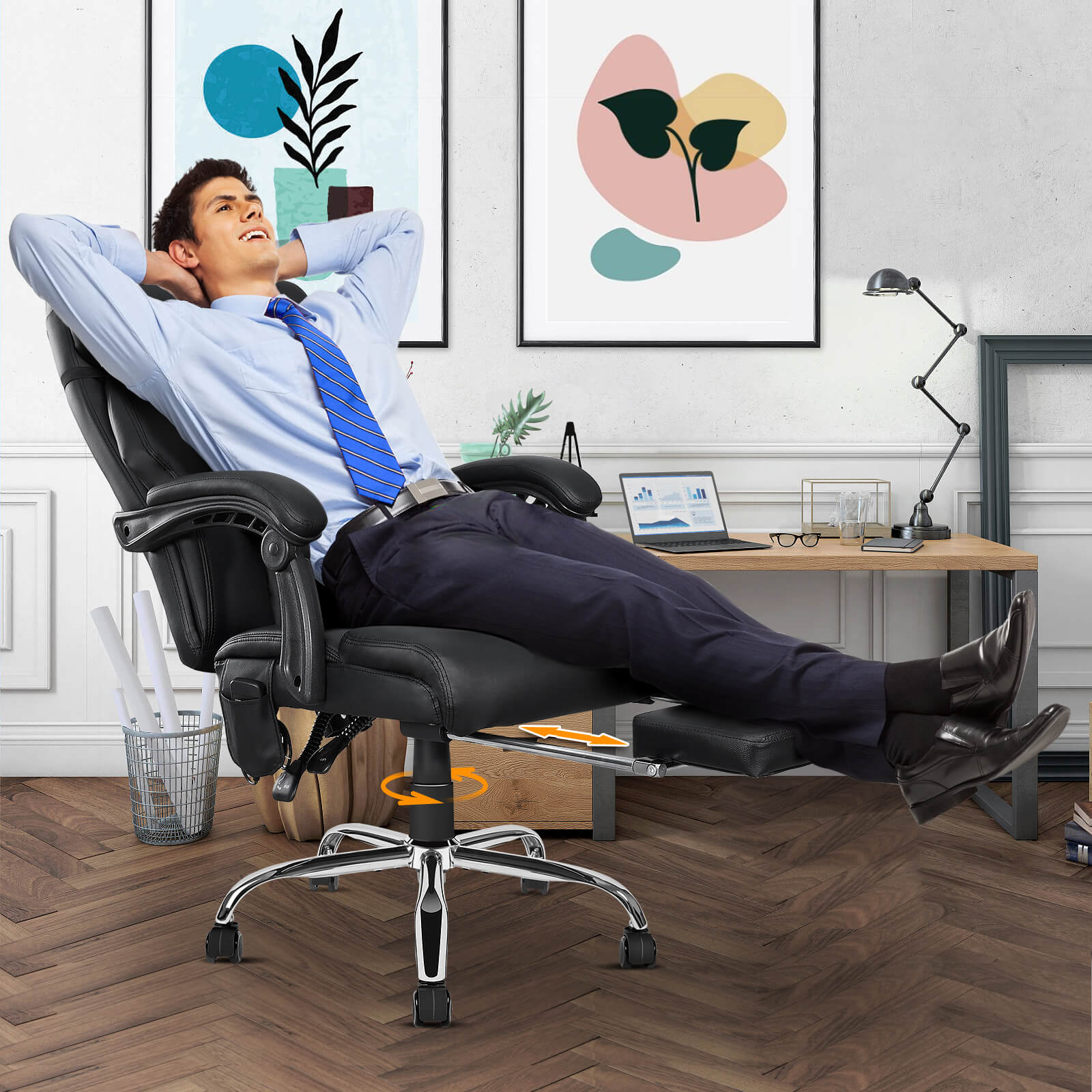 Comfortable Work Chair Massager Vinsetto PU Leather Vibration