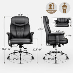 500lbs Big and Tall Office Chair for Heavy People, Heavy Duty Ergonomic Office Chair with Adjustable Lumbar Support and Wide Seat, Black