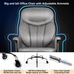 500lbs Big and Tall Office Chair for Heavy People, Heavy Duty Ergonomic Office Chair with Adjustable Lumbar Support and Wide Seat