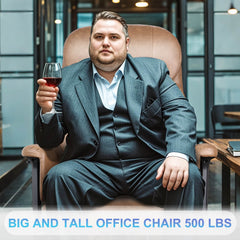 500lbs Big and Tall Office Chair for Heavy People, Heavy Duty Ergonomic Office Chair with Adjustable Lumbar Support and Wide Seat, Brown