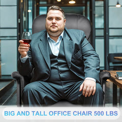 500lbs Big and Tall Office Chair for Heavy People, Heavy Duty Ergonomic Office Chair with Adjustable Lumbar Support and Wide Seat, Black