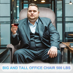 500lbs Big and Tall Office Chair for Heavy People, Heavy Duty Ergonomic Office Chair with Adjustable Lumbar Support and Wide Seat