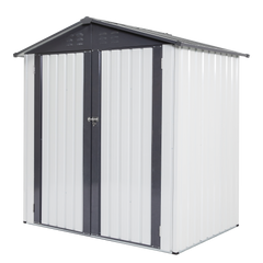 Garden Metal Storage Shed Gray White 6x4x6ft outdoor storing tools Rainproof Hinge door version