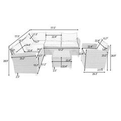 5 Piece Outdoor Conversation Set with Coffee Table, Cushions