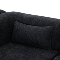 143.7" Upholstered Sofa Free-combined Sofa Couch with Two Chaise Lounge and Five Back Pillows for Living Room, Black