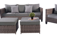 5 Pcs Outdoor Sectional Sofa with Ottomans and Cushions