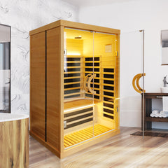 Far-infrared sauna room double glass family model with bluetooth audio app control