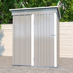 5*3FT Outdoor Storage Shed ,Tool Shed with Sloping Roof and Lockable Door,Metal Shed, Grey