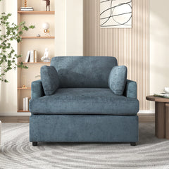 Oversized Accent Chair - Comfortable Armrest Cushions, Versatile Neutral Style, Elegant Design, Durable Frame blue