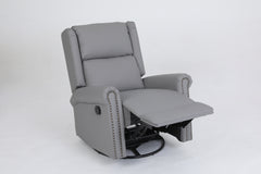 360 Degree Swivel Upholstered Manual Recliner With Nailhead Trims For LIving Room, Grey