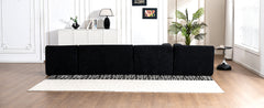 143.7" Upholstered Sofa Free-combined Sofa Couch with Two Chaise Lounge and Five Back Pillows for Living Room, Black