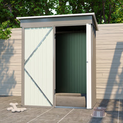 5*3FT Outdoor Storage Shed ,Tool Shed with Sloping Roof and Lockable Door,Metal Shed, Grey