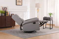 360 Degree Swivel Upholstered Manual Recliner With Nailhead Trims For LIving Room, Grey