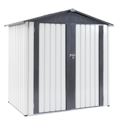 Garden Metal Storage Shed Gray White 6x4x6ft outdoor storing tools Rainproof Hinge door version