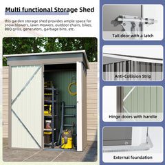 5*3FT Outdoor Storage Shed ,Tool Shed with Sloping Roof and Lockable Door,Metal Shed, Grey