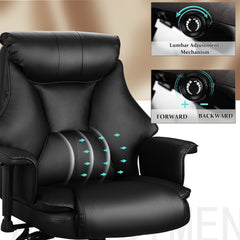 500lbs Big and Tall Office Chair for Heavy People, Heavy Duty Ergonomic Office Chair with Adjustable Lumbar Support and Wide Seat, Black