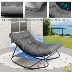 Patio Loveseat with Coffee Table, 2 Seater Oversized Outdoor Couch with Soft Cushion, 2 Pieces Patio Furniture Set, Outdoor Indoor Loveseat with Metal Frame