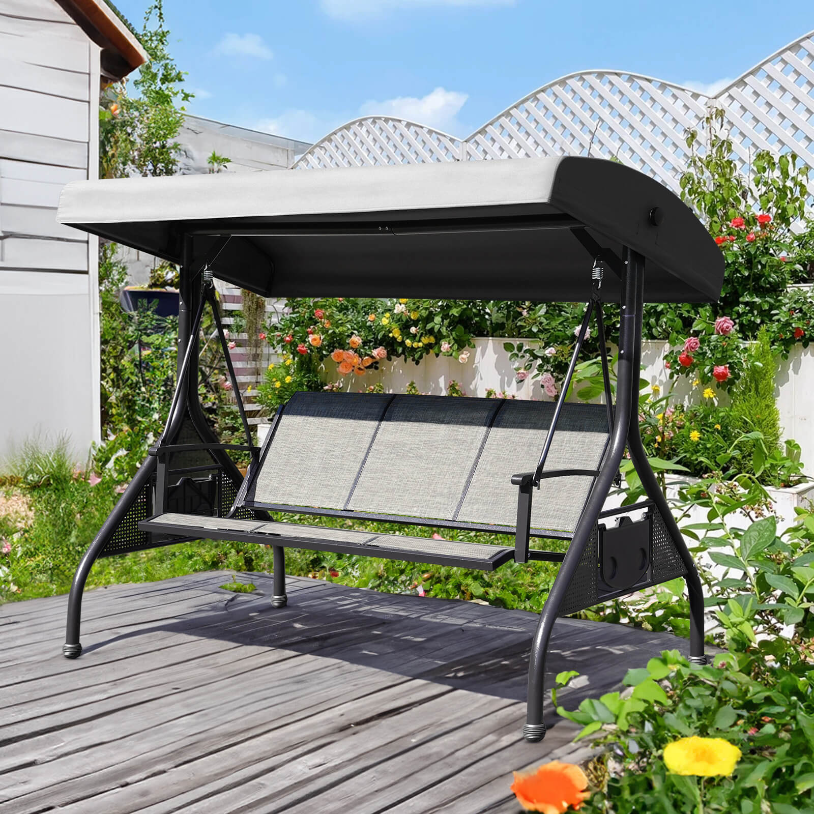 Seater Porch Metal Swing Grepatio 3-Seat Outdoor Porch Swing