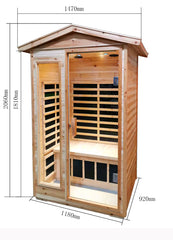 Two person Far infrared old fir outdoor sauna room