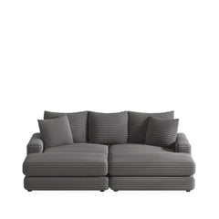 86.6 Inch Corduroy 3-seater sofa With 3 back pillows , 2 toss pillows and two ottoman ,Comfy Sofa- Deep Seat Couch for Living Room