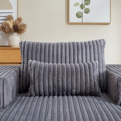 62.5" Corduroy Sponge Sofa Lounge Chair,No Assembly Required,Fluffy Modern Sleeper Chair for Indoor Living Room Bedroom