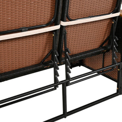 2-Piece Outdoor Rattan Bench Lounge Set, with Canopy, UV Protection Fabric & Waterproof Cushions and Adjustable Backrest