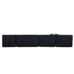 143.7" Upholstered Sofa Free-combined Sofa Couch with Two Chaise Lounge and Five Back Pillows for Living Room, Black