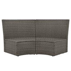 5-Piece Round Rattan Sectional Sofa Set All-Weather Sunbed Daybed with Round Liftable Table and Cushions, Gray