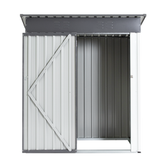 Garden Metal Storage Lifter Shed Gray White 5x3x6ft outdoor storing tools Rainproof Hinge door version