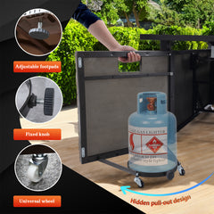 6 Pieces Outdoor Conversation Sofa Set w/ Swivel Rocker Chairs, Coffee Table, Ottoman, Furniture Cover & Grey Cushions (Copy)