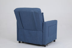 Sleeper Chair 3-in-1 Convertible Chair Bed Pull Out Sleeper Chair Beds Adjustable Single Armchair Sofa Bed with USB Ports, Side Pocket, Linen Navy