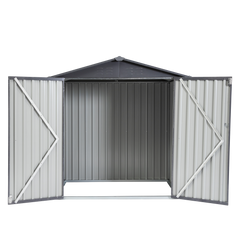 Garden Metal Storage Shed Gray White 6x4x6ft outdoor storing tools Rainproof Hinge door version