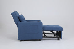 Sleeper Chair 3-in-1 Convertible Chair Bed Pull Out Sleeper Chair Beds Adjustable Single Armchair Sofa Bed with USB Ports, Side Pocket, Linen Navy