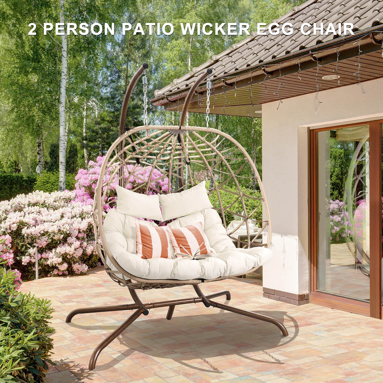 Person Egg Swing Chair with Stand, Large Hanging Egg Chair w