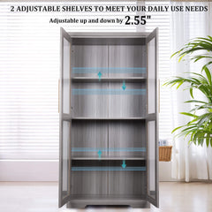 67” Tall Storage Cabinet with Tempered Glass Doors, Display Cabinet with Adjustable Shelves, Curio Cabinet, Bookshelves, Bookcase (Copy)