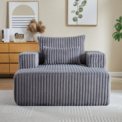 62.5" Corduroy Sponge Sofa Lounge Chair,No Assembly Required,Fluffy Modern Sleeper Chair for Indoor Living Room Bedroom